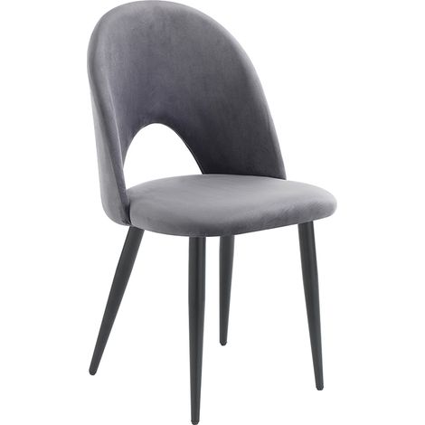 Juego de 4 sillas de comedor cocina diseño moderno en terciopelo Bounty Stock - Gris (1/4)
