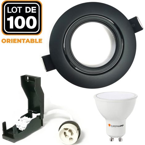 100 Spots encastrables orientables Noir Matt avec GU10 LED de 7W