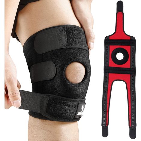 Genouillère avec stabilisateurs latéraux et coussinets en gel pour rotules, genouillères réglables, soulagement des douleurs articulaires (1/3)
