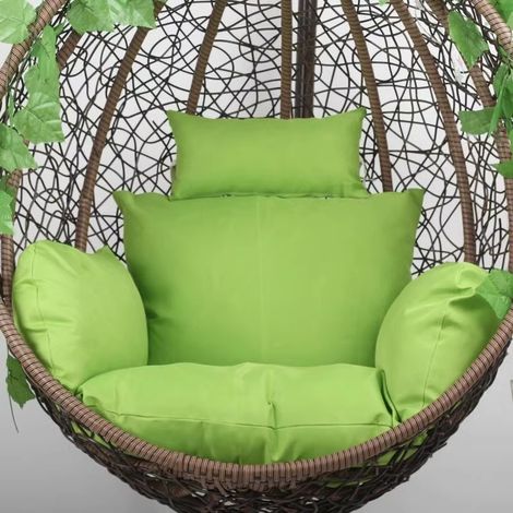 Coussin de rechange XXL pour fauteuil suspendu, assise et dossier, housse déhoussable et lavable, polyester, coloris vert pomme, version imperméable