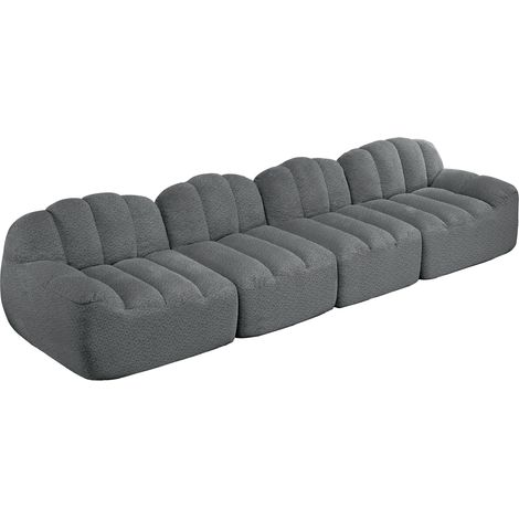 CAIziCanapé modulable 4 places, forme coquillage, design sans armature en mousse haute densité 32D, assise profonde, idéal pour le salon, tissu doux, gris (1/5)