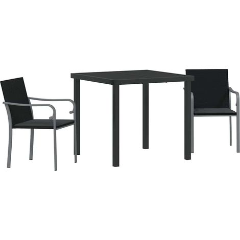 Maison Exclusive - Set da Pranzo per Giardino 3 pcs Nero e Grigio Rattan in PE (1/5)