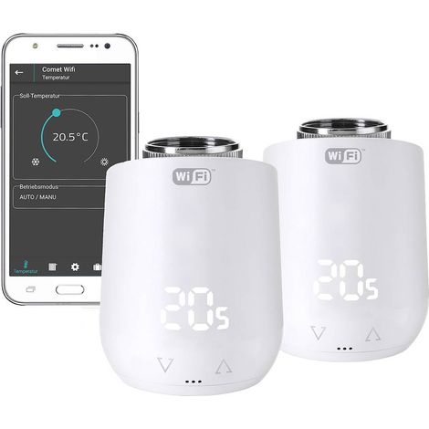 Eurotronic 700223 Comet WiFi Termostato senza fili per radiatore KIT elettronico Kit da 2 (1/3)