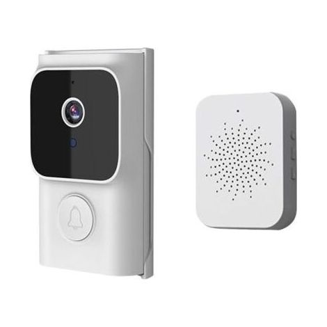Sonnette vidéo WiFi pour communication bidirectionnelle contrôlée pour Tuya haute définition, haute définition WiFi pour contrôle pour Tuya, communication bidirectionnelle (blanc) (1/5)