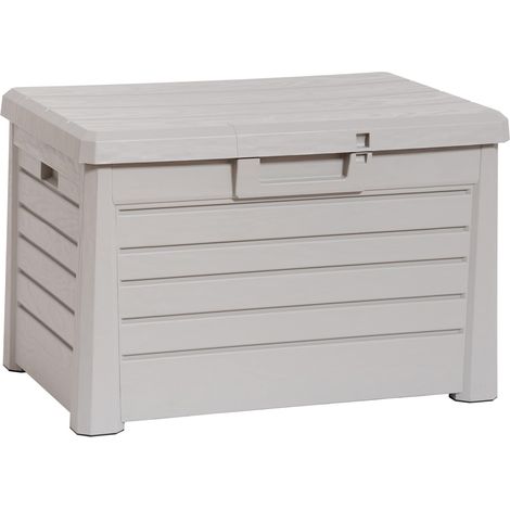Toomax Compact Florida baule da 120L da esterno 73x50,5x46,5h cm, colore grigio tortora con finitura effetto legno in plastica resistente ai raggi UV, con chiusura per lucchetto, per esterni