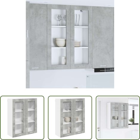 Holzwerkstoff -  Hängeschrank mit Tür Beton Grau 80 x 31 x 100 cm Holzwerkstoff (1/5)