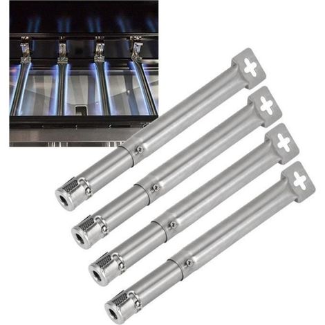 Brûleurs de barbecue - Tube en Acier Inoxydable - Longueur Réglable 30,5-44,5 cm - 4 pièces - Antirouille (1/3)