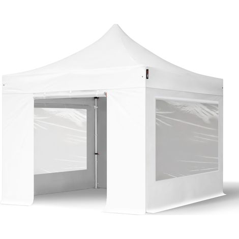 TOOLPORT 3x3m PES 800 Pop Up Gazebo PROFESSIONAL Aluminium 40 mm, incl. Sidewalls with Panorama Windows, white (1/5)