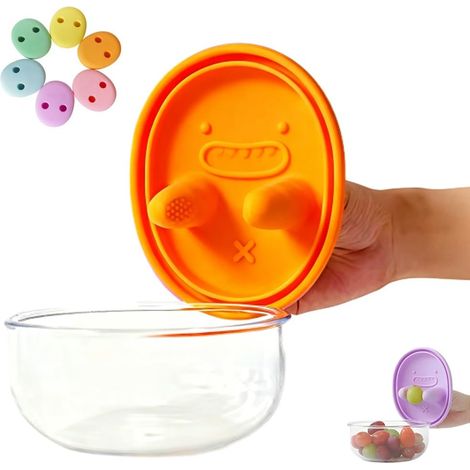 Pot à goûter 2 en 1 anti-déversement, récipient alimentaire réutilisable et étanche avec couvercle, idéal pour les voyages, le camping et les activités de plein air. (1/5)