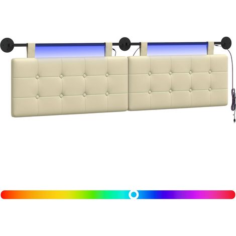 Maison Exclusive - Hängendes Kopfteil Mit LED Licht Creme Kunstle (1/5)