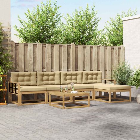 vidaXL Outdoor-Sofagarnitur 6 pcs Weiß und Beige 79 x 79 x 37 cm (1/5)