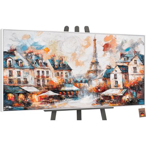 Gemälde Die Gemütlichkeit von Paris Rahmen Weiß 120x60 cm (1/5)
