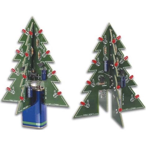 Whadda Lötbausatz, DIY, 3D-Weihnachtsbaum, 16 blinkende rote LEDs, personalisierbar (1/3)