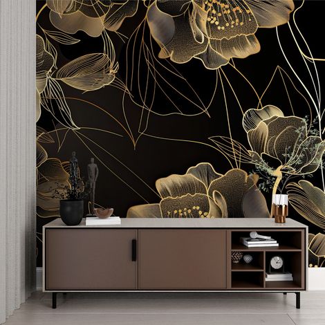 Papier peint noir et or art deco - 150 x 250 cm (1/2)