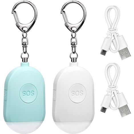 2 PCS Alarme Personnelle Sécurité Alarme Personnelle Rechargeable Porte clés 130DB Alarme Personnelle d'urgence pour Femmes Hommes Enfants et Personnes Gées (1/5)