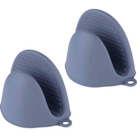 Blue 2 Pairs Thick Heat Resistant Silicone Oven Mitts for Cooking, Baking, Grilling and Grilling (1/4)