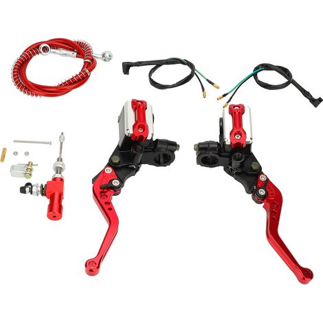 Naroote Levier de Levier de Frein d'embrayage de Moto, Ajustement Parfait Kit de Maître-cylindre de Frein de Moto élégant Contrôle Sensible Universel pour Guidon de 22 Mm (rouge) (1/5)