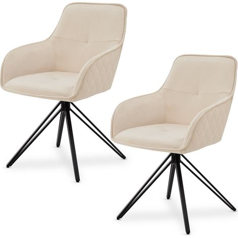 Sedia da pranzo girevole con velluto Clyde Beige Set di 2 Sedia da pranzo con braccioli come set da 1, 2, 4 o 6 (1/3)