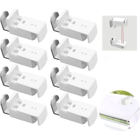 Lot de 8 Supports de Serrage pour Store Plissé sans Percage, Fixation Store sans percage, Support de Fixation Réglable Universel pour Store Tendu sur Tous Types de Fenêtres et Portes, Blanc (1/5)