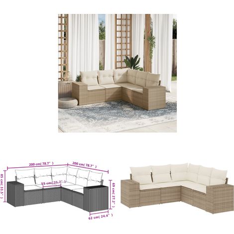 Salon de jardin avec coussins 5 pcs beige résine tressée - Ensemble Salon De Jardin - Meuble Extérieur - Résine Tressée - Rotin Synthétique - Mobilier De Jardin - Home & Living (1/3)
