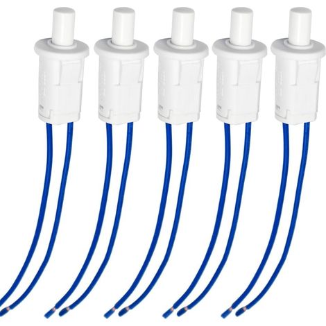 Lot de 5 Interrupteurs de Porte 10mm AC 250V 0.5A/AC 125V 1A Normalement fermé, Interrupteur à Bouton-Poussoir Momentané pour Eclairage de Réfrigérateur (1/5)