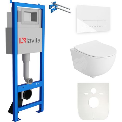 LAVITA WC Set mit Vorwandelement, Wand-WC und Spülknopf (1/5)