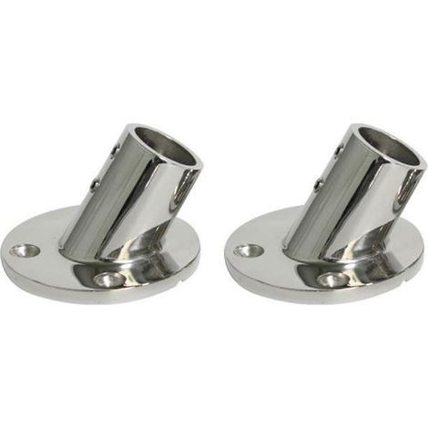 2 raccords de main courante en acier inoxydable marinangle de 60°diamètre 22 mm (7/8 pouce)base rondepour accessoires de bateaux à ramescouleur argent (1/5)