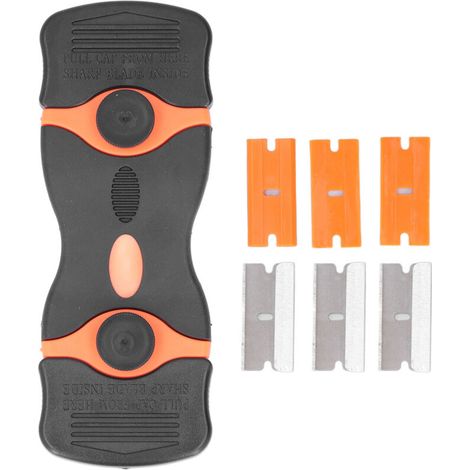 2 Pièces Grattoir 2 en 1 avec Lames Métal/Plastique ABS pour Nettoyage (Noir Orange) (1/5)