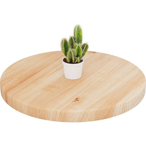 LAMO Manufaktur Plateau de table rond 50 cm en bois naturel  Pour table basse ronde ou de chevet  Épaisseur : 40 mm  Couleur : Naturel
