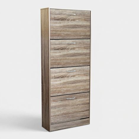 Zapatero de madera ahorraespacio con 4 puertas Wendy - Natural (1/5)