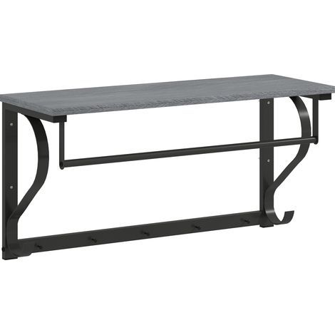 Perchero de pared, ganchos, 5 ganchos, estante superior, versátil, gris (1/5)