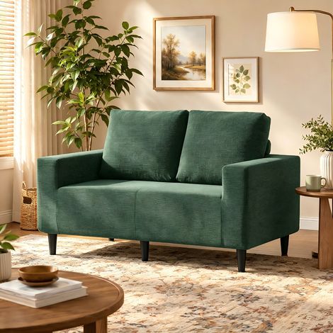 Canapé 2 Places - Velours Côtelé - Canapé Scandinave - 2 oreillers - pour le salon - 160×83×80 cm -Vert (1/5)