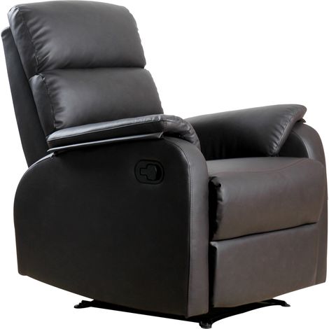 Sillón Relax Reclinable Manual Tapizado en PU con Reposapiés Retráctil Asiento y Respaldo Extra Acolchados para Salón Oficina Dormitorio 75x92x99 cm (1/5)