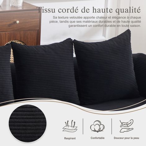 Canapé comprimé en velours côtelé modulaire avec tabouret, cadre métallique stable, poche latérale et 3 coussins confortables – rembourrage extra épais pour plus de confort, combinaison libre et polyv (1/5)