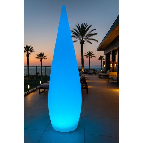 Lampe solaire design GOUTTE D’AURORE – 1,5 m  WRGB, USB & télécommande (1/5)