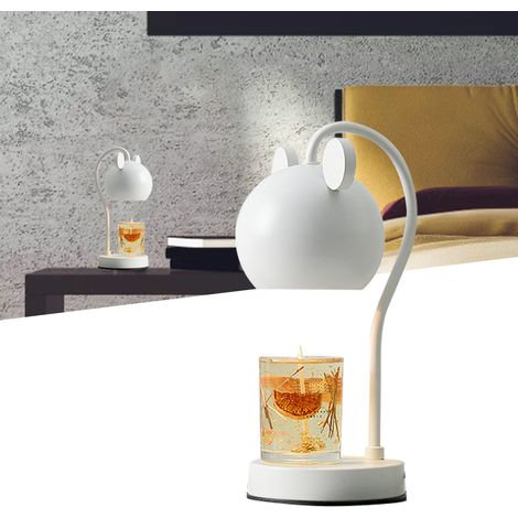 Lampe chauffe-bougie parfumée, réglable et dimmable, en fer, moderne et élégante, pour bureau, prise européenne, blanche. (1/5)