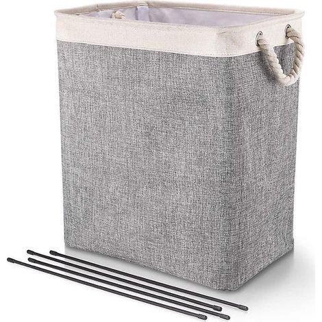 78l  60 X 42 X 31 Cm Beige+gris Grand Panier  Linge, Sac  Linge Pliable Avec Poignes En Corde Poubelle De Rangement Adapte  La Chambre  Coucher La (1/5)
