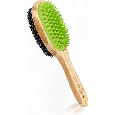 Brosse de toilettage double face en caoutchouc pour le massage et le nettoyage des animaux de compagnie (1/5)