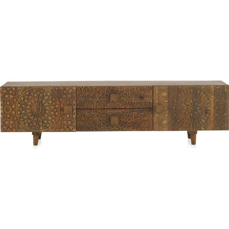 Mueble Tv Madera Mango Natural 2 Puertas 2 Cajones (1/4)