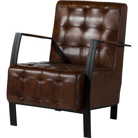 IRON LABEL 14 Poltrona in vera pelle - marrone 67x76x83