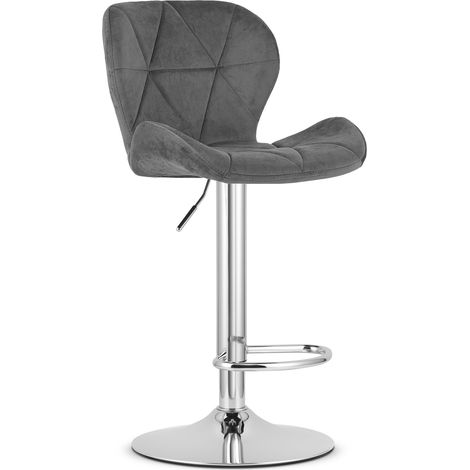 Tabouret de bar - leobert - west - velours grisbase chromee - 46 x 485 x 90 111 cm 211770408