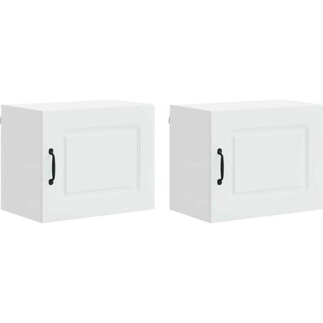 Set di 2 mobili da cucina moderni rettangolari 50 x 31 x 40 cm con ampio spazio portaoggetti in legno bianco 020053574