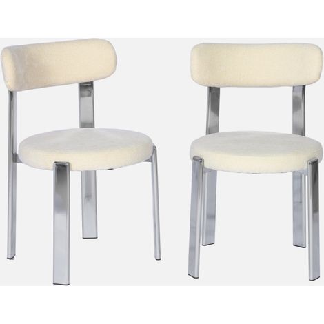Set di 2 sedie vintage in acciaio cromato e tessuto strutturato (1/5)