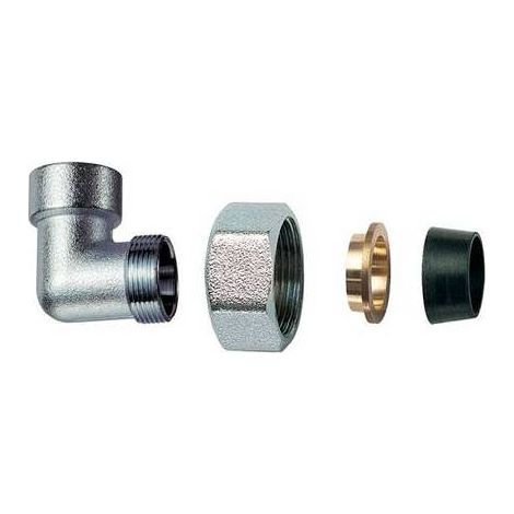 COUDE FEMELLE CHROMÉ AVEC MONOCÔNE EN CAOUTCHOUC POUR CUIVRE Dimensions : 3/4" x 18