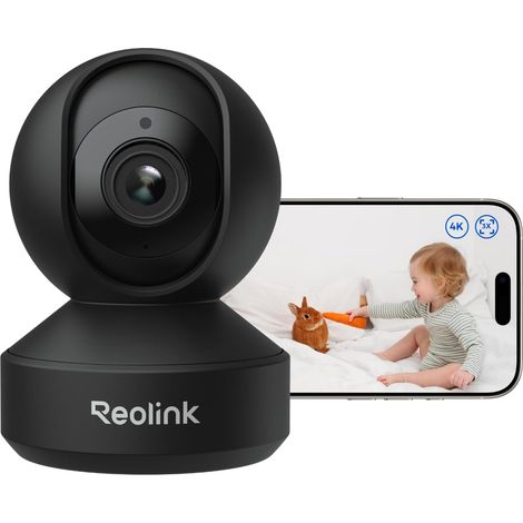 4K Caméra Surveillance WiFi Intérieure 360°, E1 Zoom Noir (1/5)