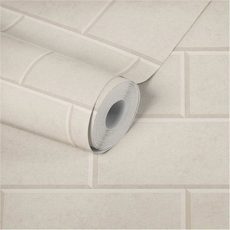 Papier peint brique beige crème Tapisserie imitation brique pierre pour salon Papiers peints modernes pour la cuisine (1/5)