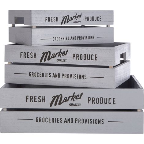 Premier Housewares Rustic Provisions Grey Crates - Set of 3 (1/5)