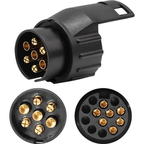 Adaptateur Remorque 7 vers 13 Broches Prise Remorque 7 Broches pour Remorque de Voiture, Tracteur, Caravane, Porte-Vélo (1/4)