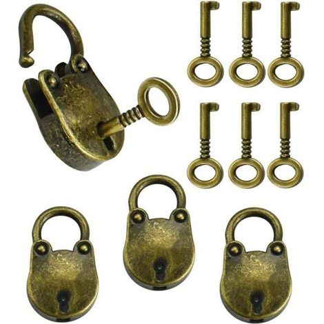 Pack Vintage Zinc Alloy Padlock 35 x 21 cm Bear Shape Rustproof Mini Vintage Padlock Heavy Duty with 6 Keys for Small Luggage MUMU (1/4)