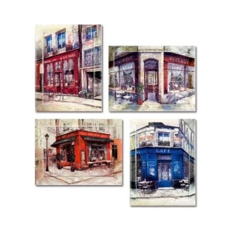 Quadro da Parete su tela oleografico bistrot francesi 39 x 51 cm 4 Modelli (1/2)
